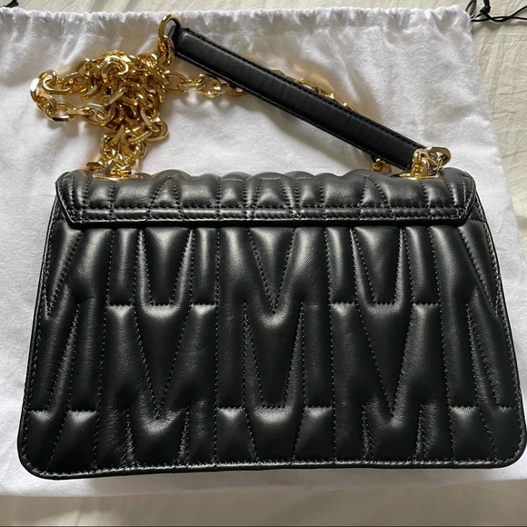 Authentic Moschino m logo monogram medium crossbody bag black and gold - Picture 9 of 16
